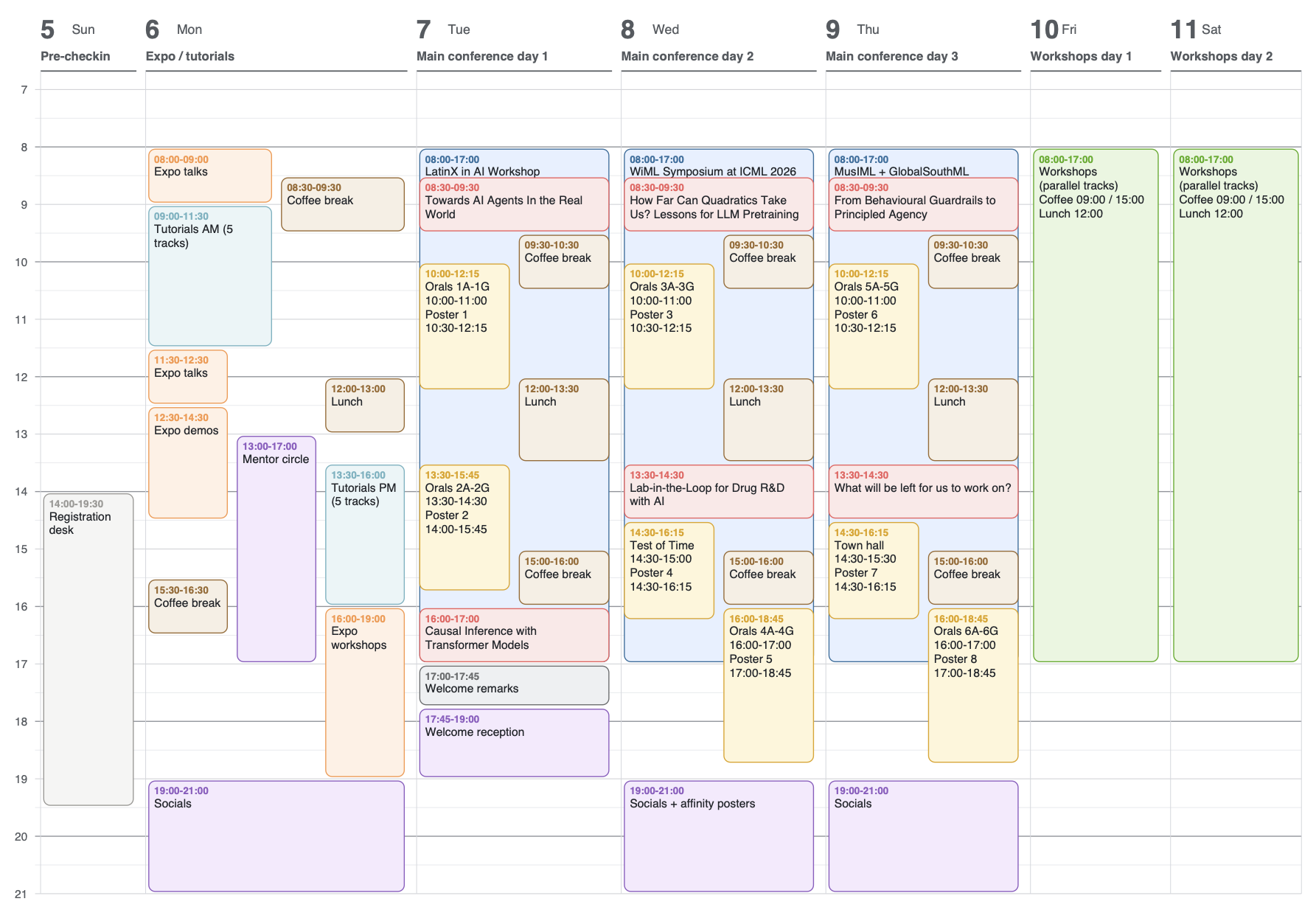 Unofficial one-page calendar for ICML 2026